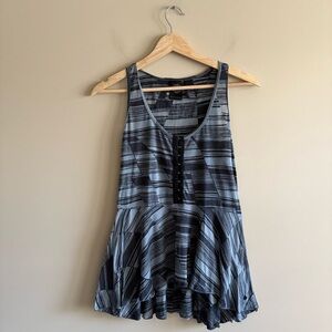 Harley-Davidson Black and Gray Striped Tank Top, Size Small